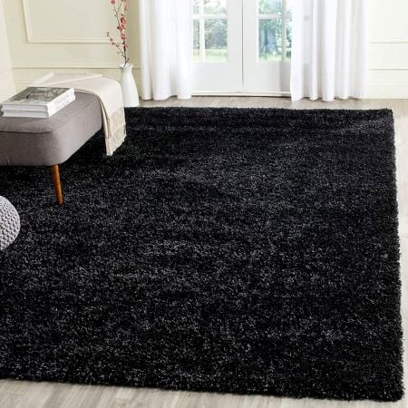 Modern Black Shaggy Hall Rug